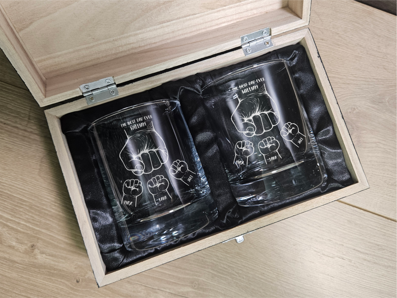 Custom Whiskey Set, Engraving wooden box - Special Gift for Father’s Day or Dad Birthday - DD012