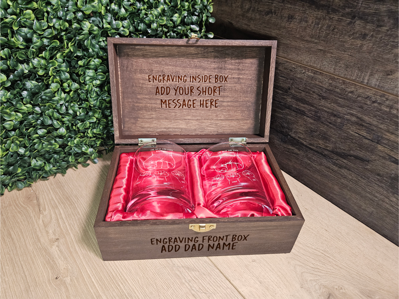 Custom Whiskey Set, Engraving wooden box - Special Gift for Father’s Day or Dad Birthday - DD012