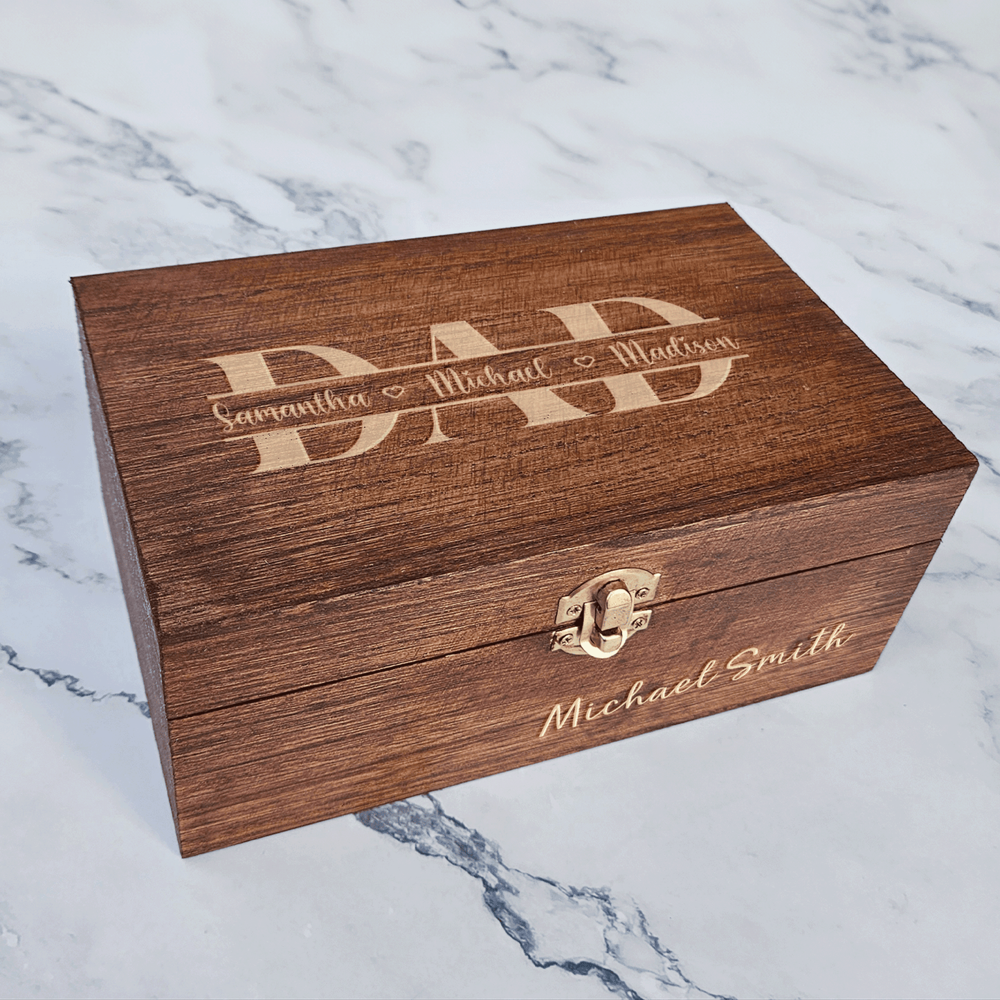 Engraved Whiskey Glasses Set in Wooden Box with Dad's Grill Monogram - Surprise Dad with a Unique Personalized Gift -DM068