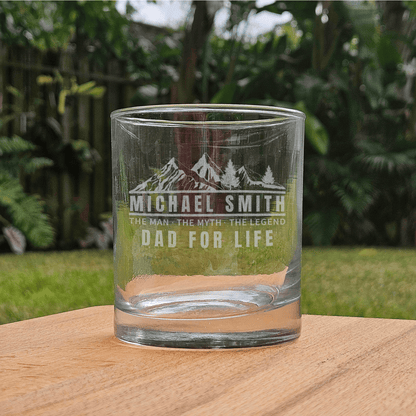Personalized Whiskey Glass for the Outdoor Dad - Custom Engraved Father's Day Gift! - DM065