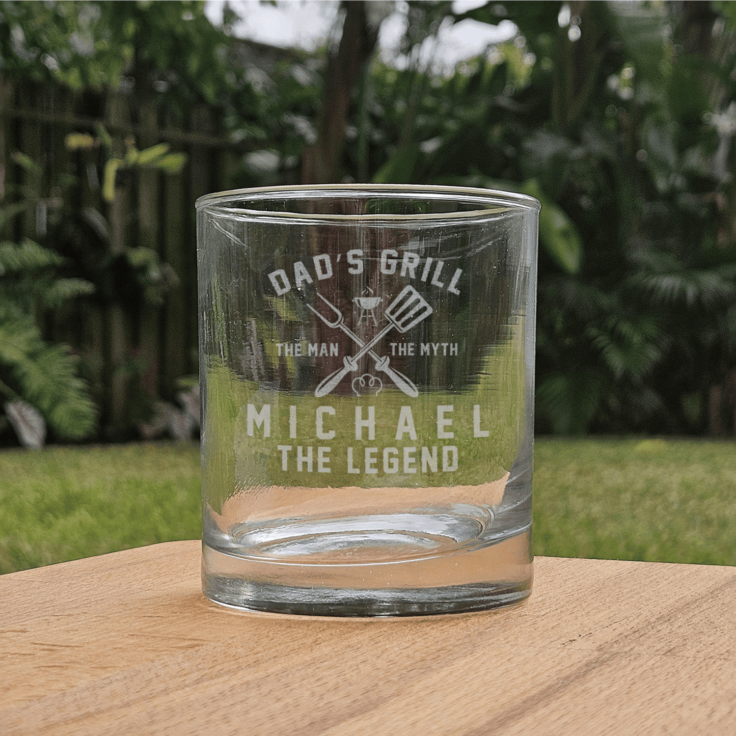 Personalized Whiskey Glasses Engraved with Dad's Grill Monogram - Father's Day Gift Idea - DM066