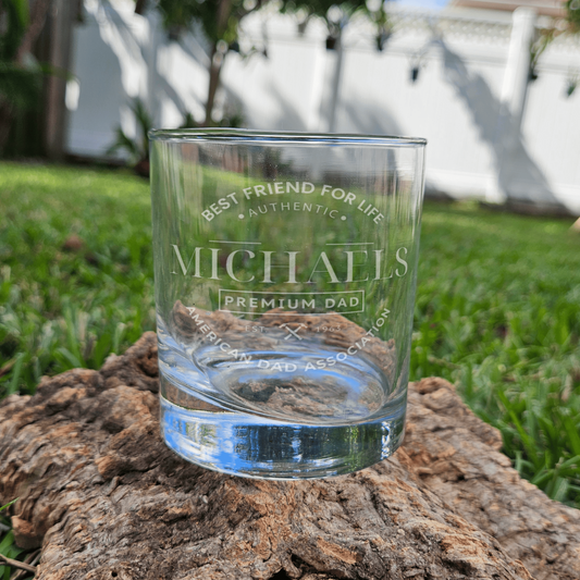 Personalized Whiskey Glass with Dad's Monogram - Engraved Gift Idea - DM063