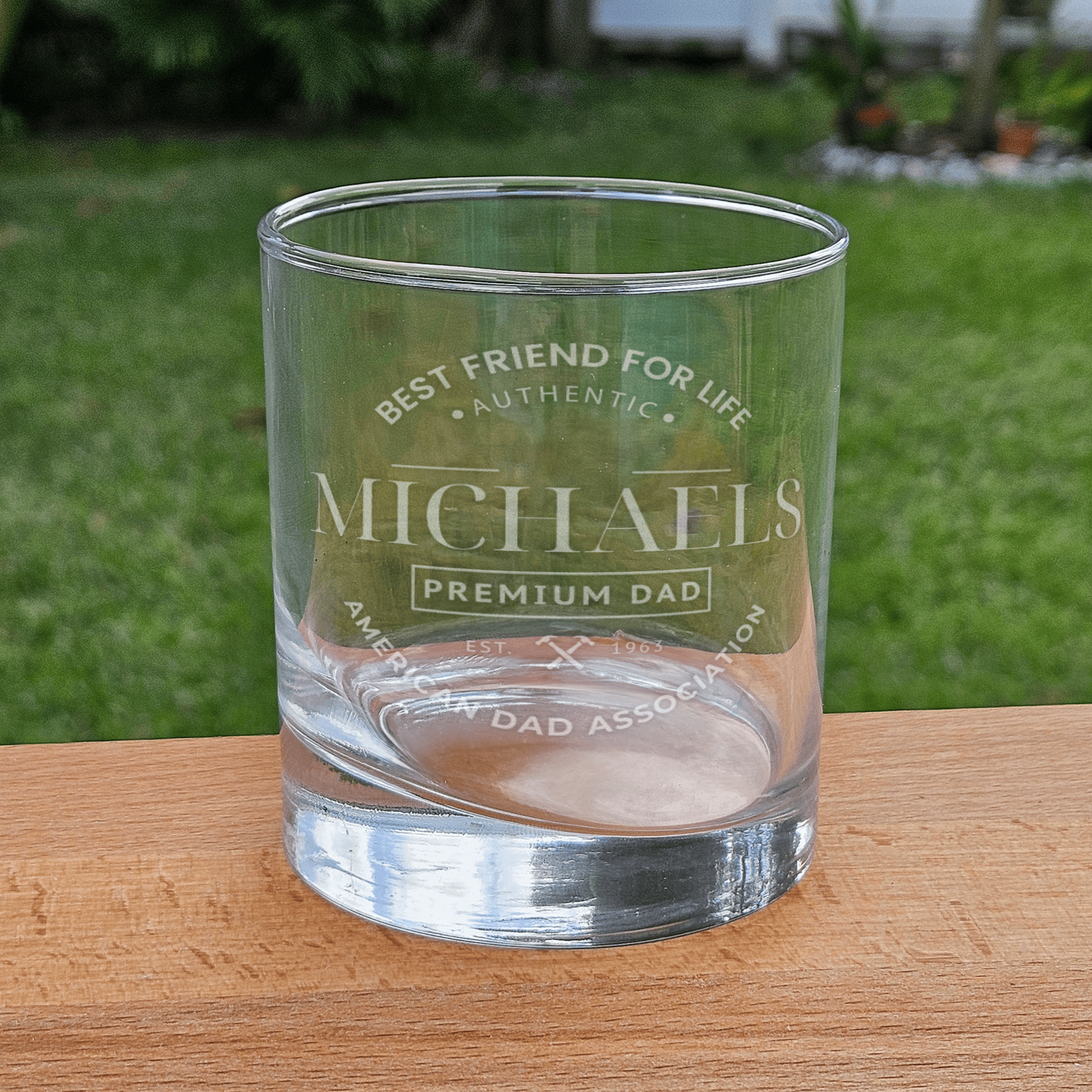 Personalized Whiskey Glass with Dad's Monogram - Engraved Gift Idea - DM063