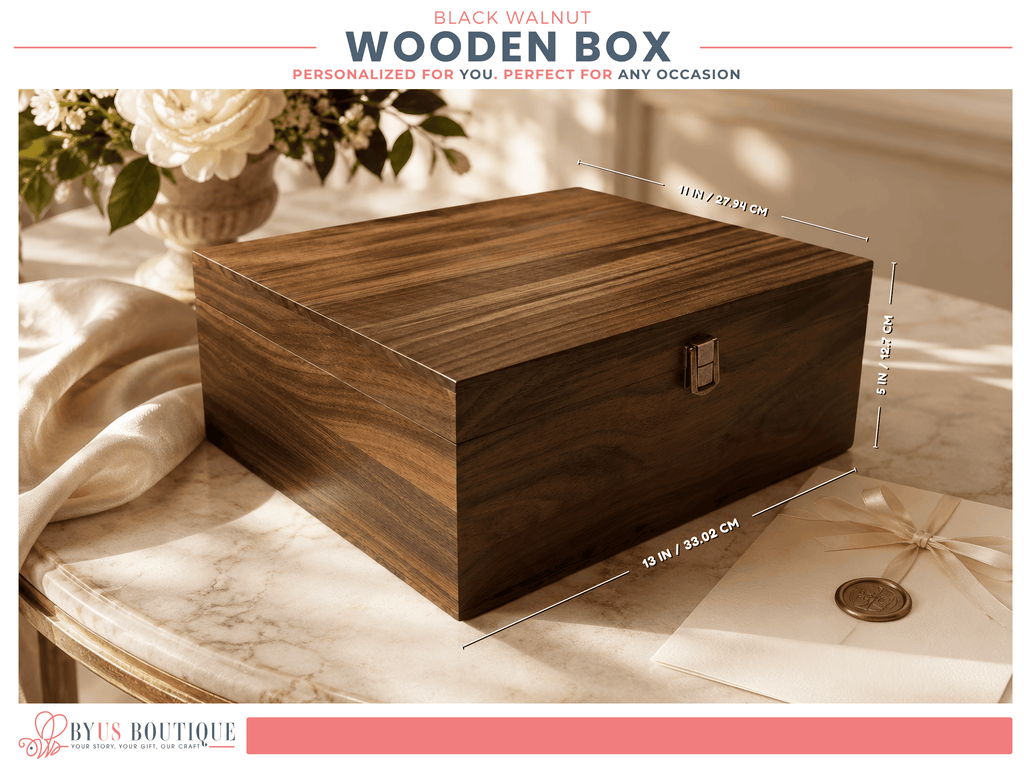 Custom Champagne Flute Gift Set – Black Walnut Solid Wooden Box with Crystal Glasses + Accessories