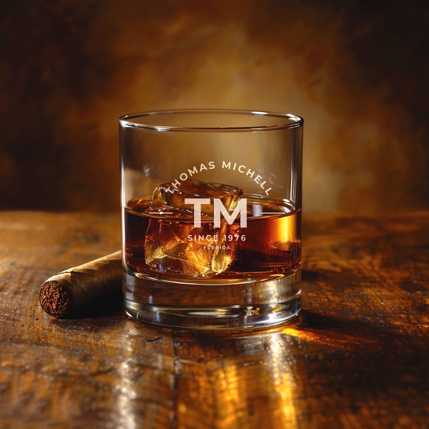 Personalized Whiskey Glass etched Monogram with initials and more - DM046