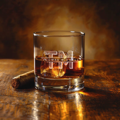 Personalized Whiskey Glass Engraved with this elegant Name and initials - DM052