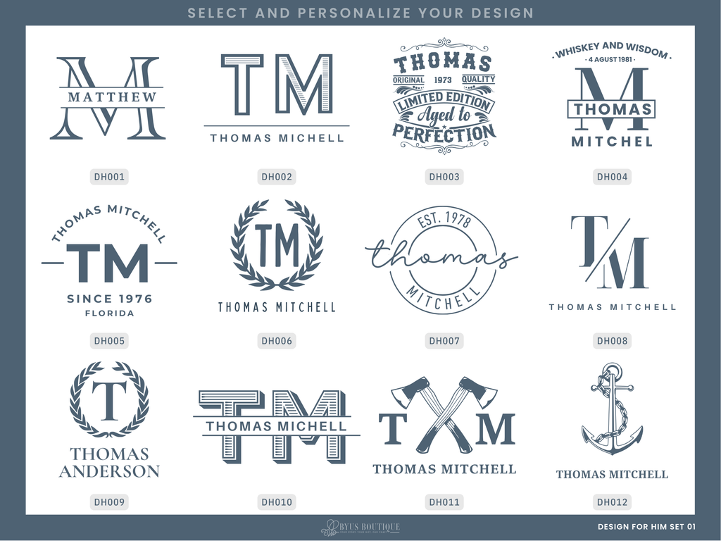 Custom Engraved Whiskey Glass 11 oz - Personalized Monogram for him