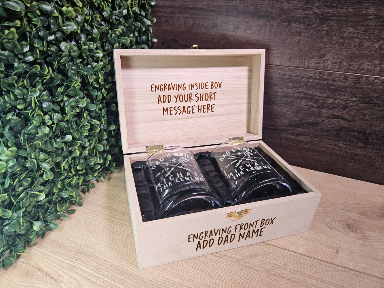 Personalized Whiskey Set for Dad with wooden box - Gift for Birthday or any special day - DD004
