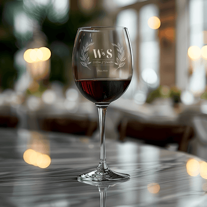 Personalized Monogram Engraved Wine Glasses - A Timeless Gift for Couples - DM001