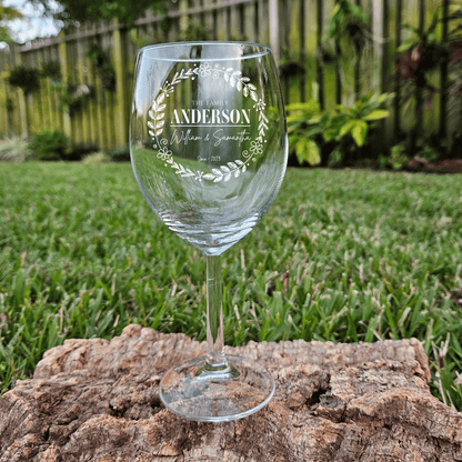 Custom Engraved Wine Glasses - The Perfect Personalized Monogram Wedding Gift - DM002
