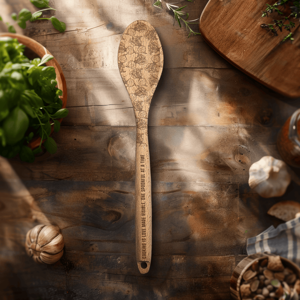 Personalized Kitchen Spoon | Engraved with Beetroot pattern