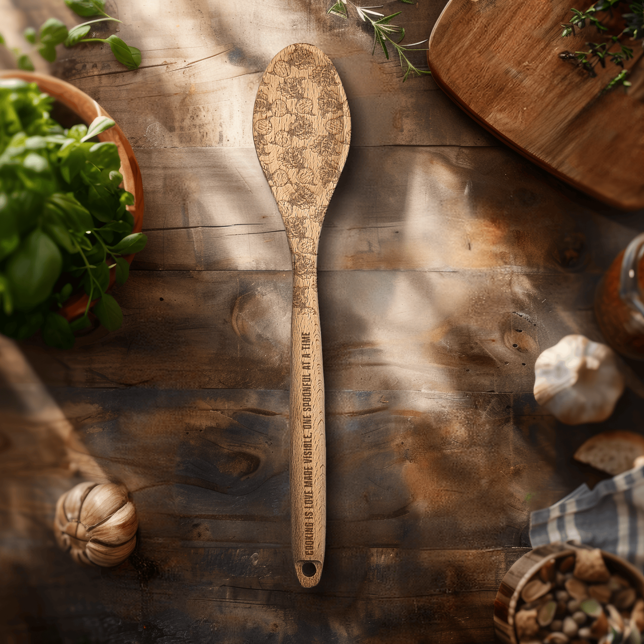 Personalized Kitchen Spoon | Engraved with Beetroot pattern