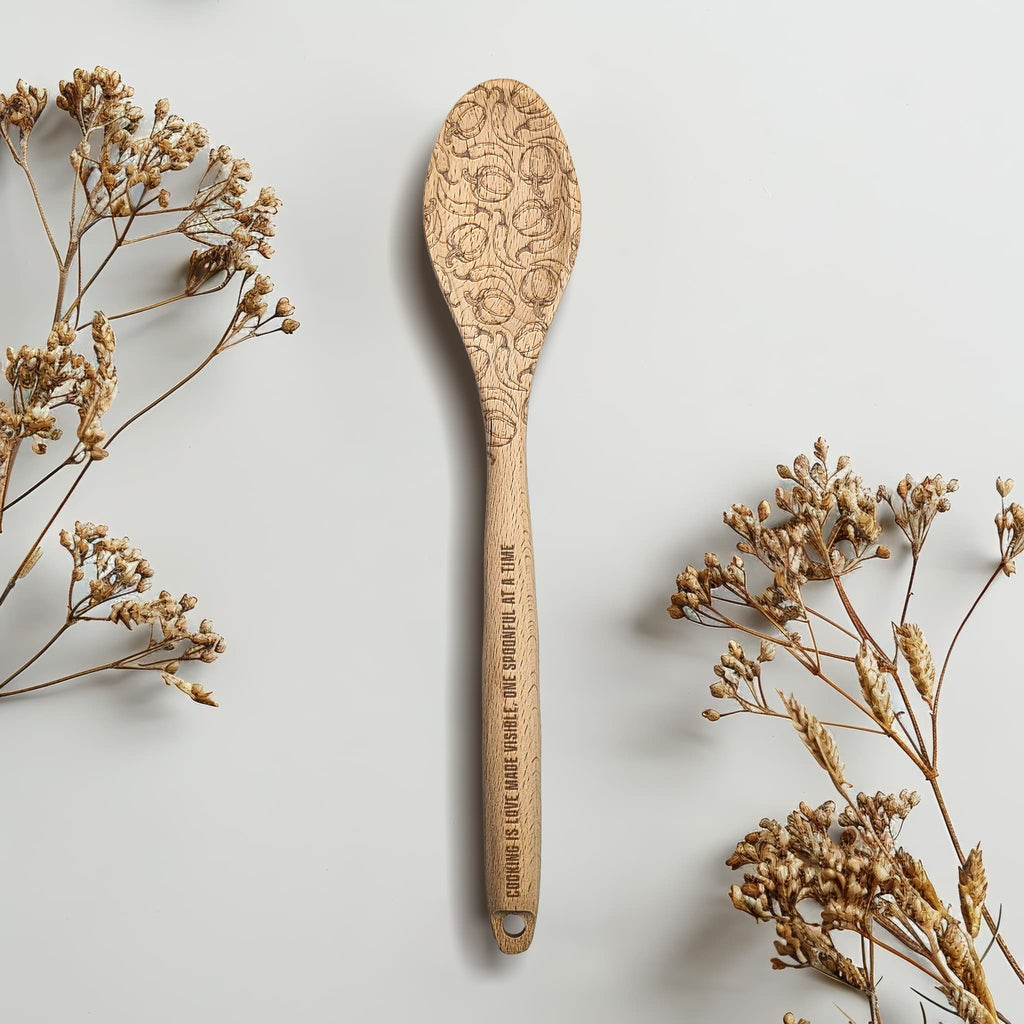 Personalized Kitchen Wooden Spoon | Engraved with Paprika and chilies