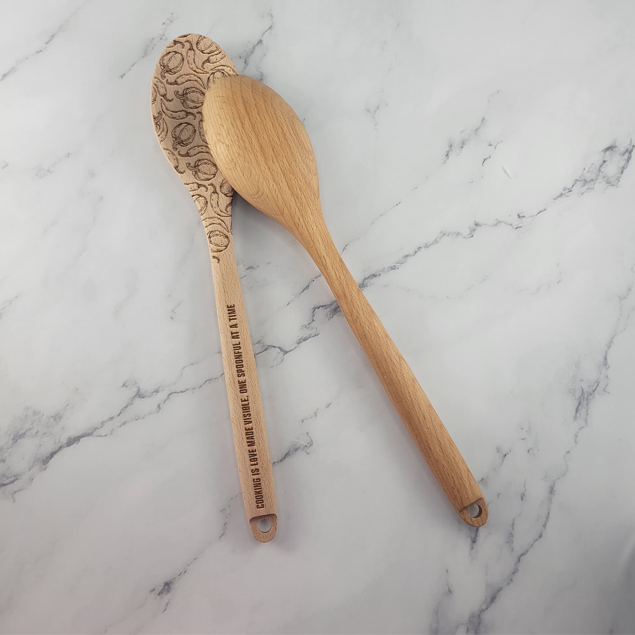 Personalized Kitchen Wooden Spoon | Engraved with Paprika and chilies