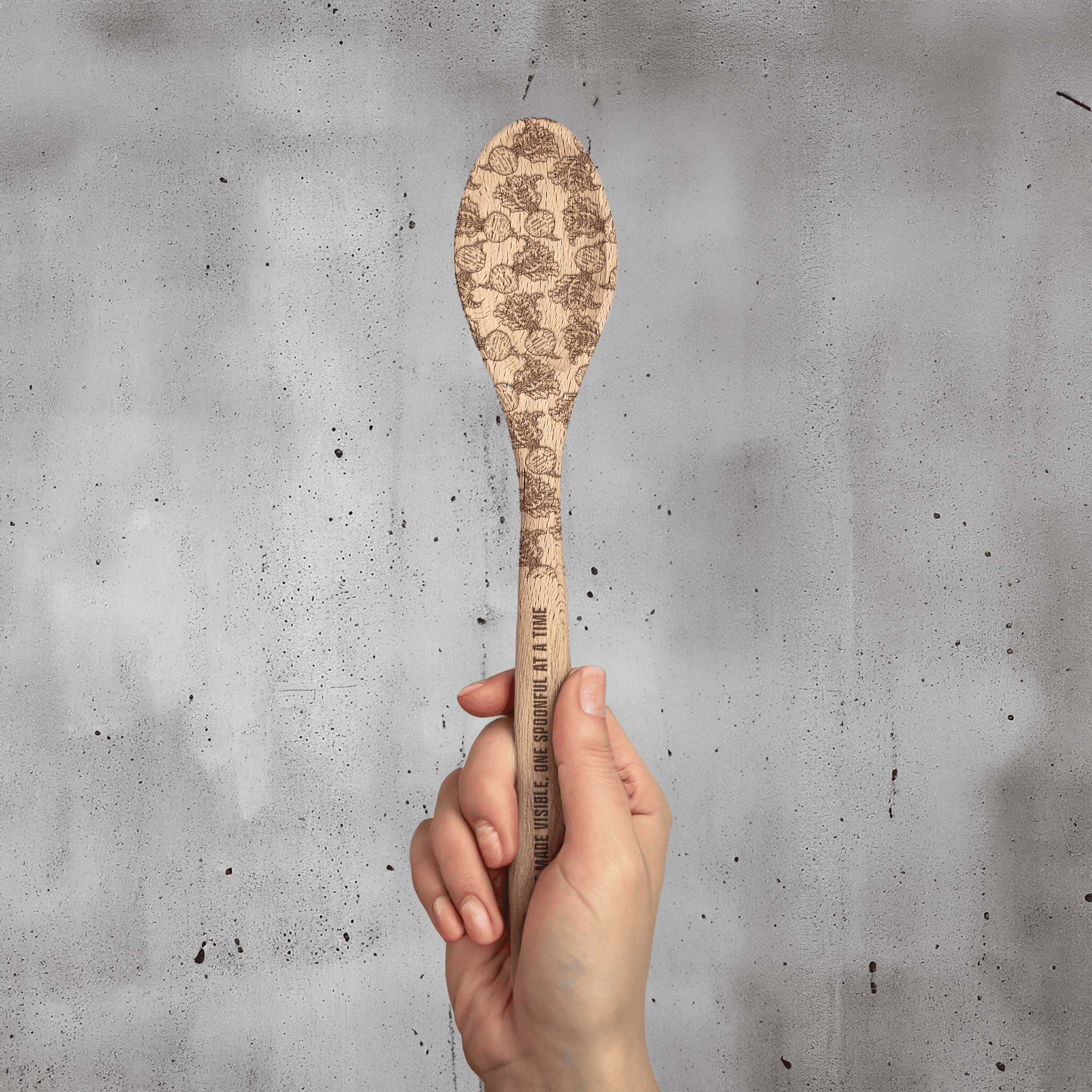Personalized Kitchen Spoon | Engraved with Beetroot pattern