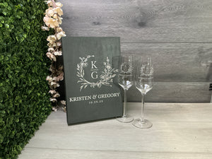 Champagne Flutes with Wodden box