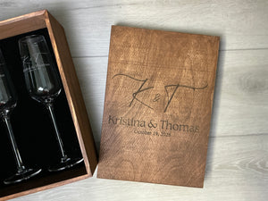 Champagne Flutes with Wodden box