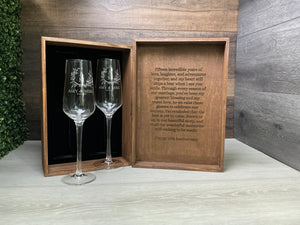 Champagne Flutes with Wodden box