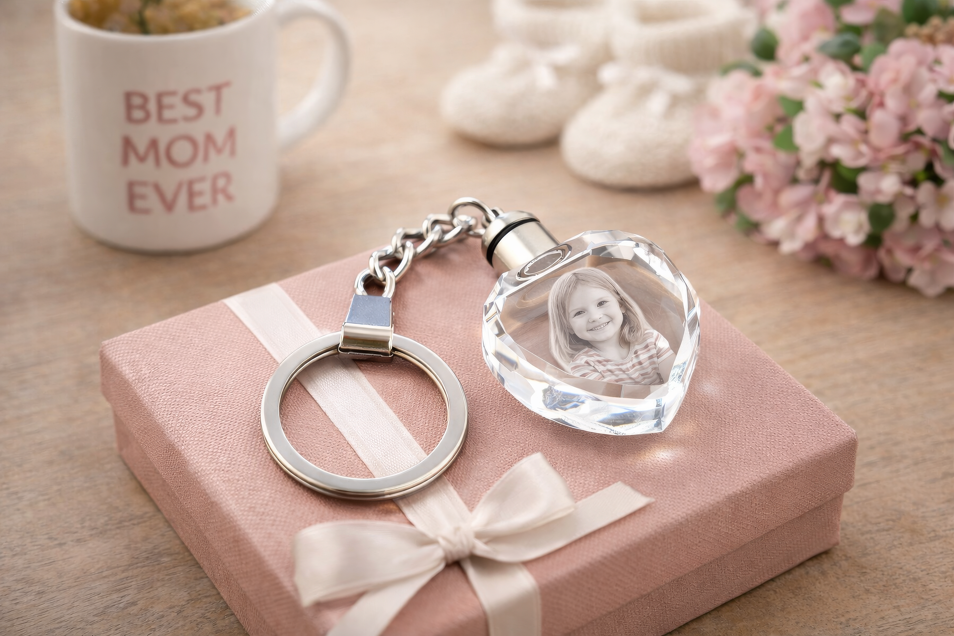 Personalized Crystal Keychain – Custom Engraved Glass Keychain – 3 Shapes Availables