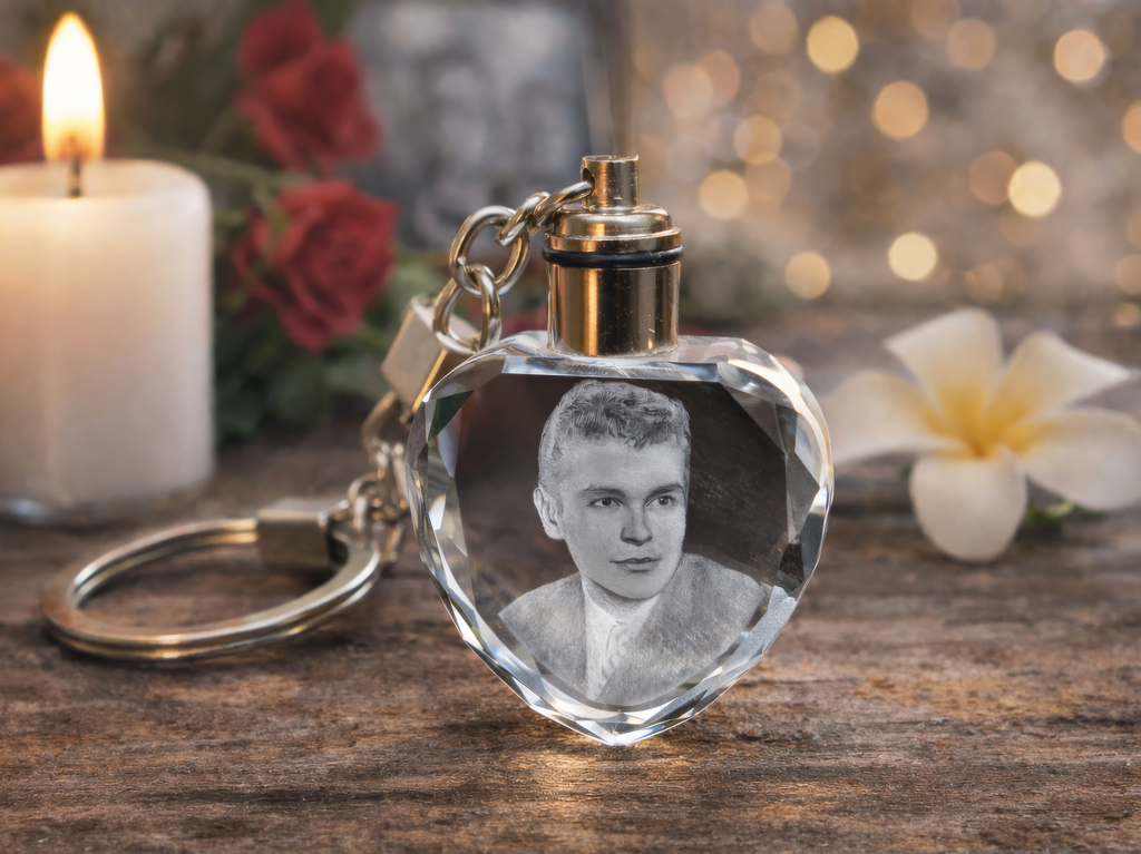 Personalized Crystal Keychain – Custom Engraved Glass Keychain – 3 Shapes Availables