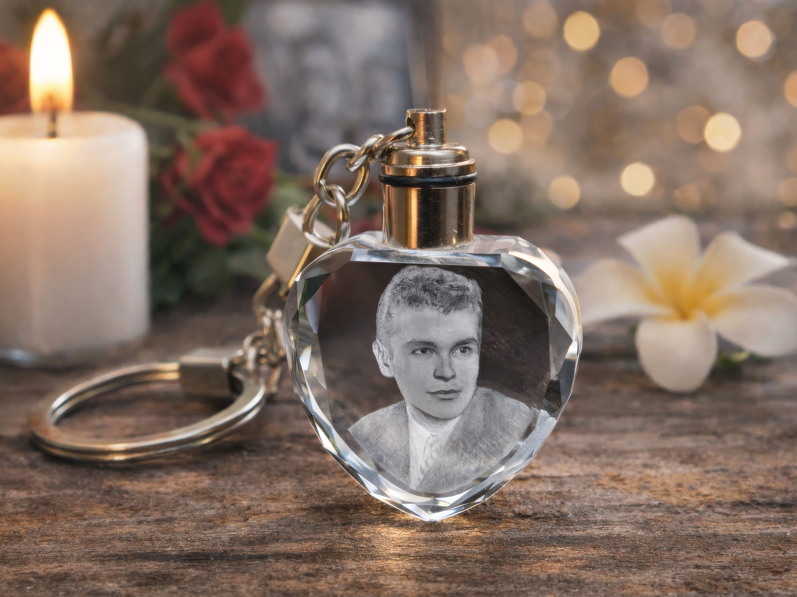 Personalized Crystal Keychain – Custom Engraved Glass Keychain – 3 Shapes Availables