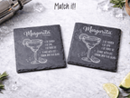 Gravierte Schieferuntersetzer – Set mit Cocktailrezepten