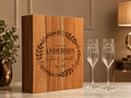 Personalized Champagne Flute Gift Set – Solid Wooden Box with glasses & Accessories