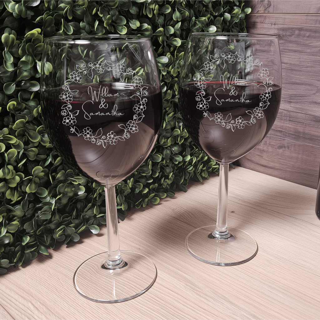 Personalized Wine Glasses for Couples - Custom Engraved Gift (DC005)