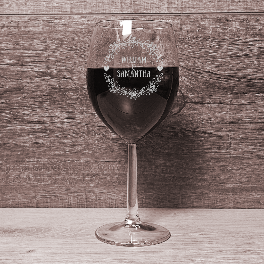Personalized Wine Glasses for Couples - Custom Engraved Glassware (DC006)