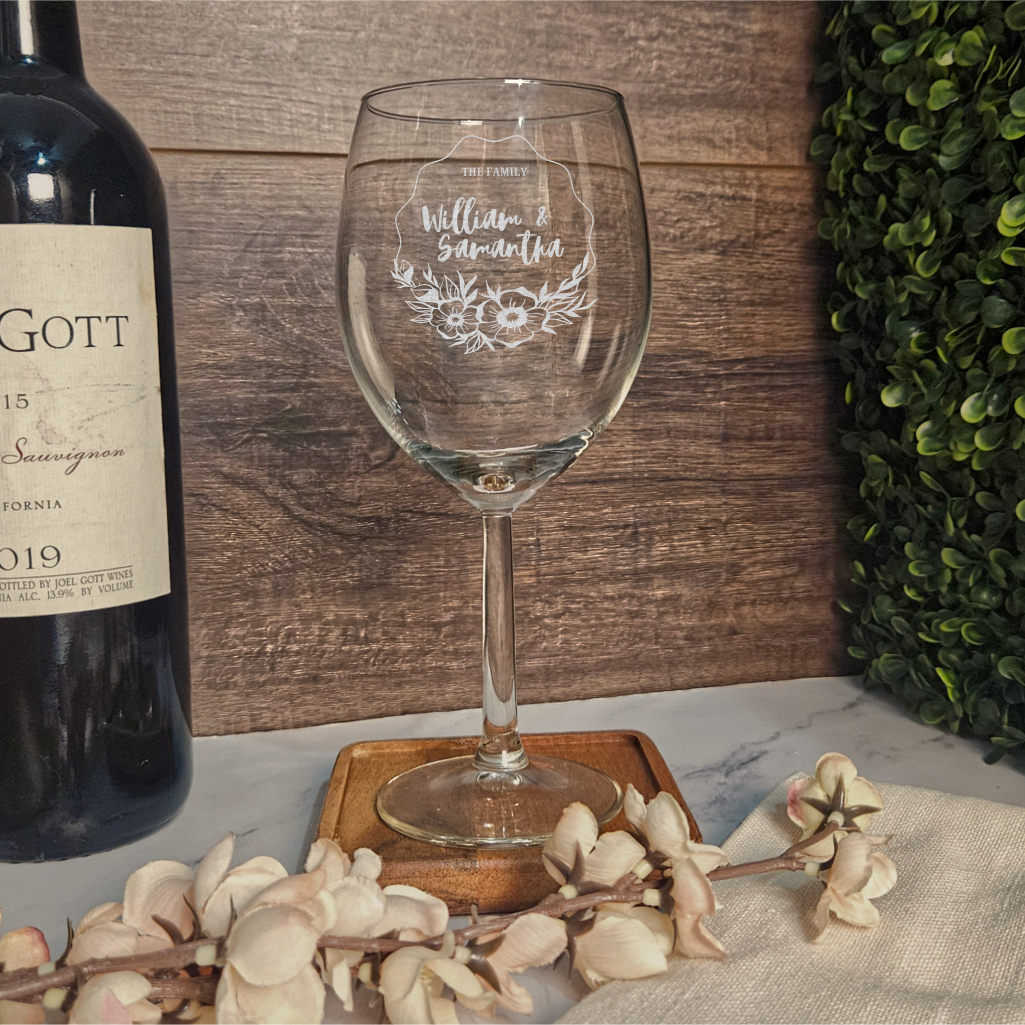 Custom Engraved Wine Glass for Couples - Personalized Gift (DC003)