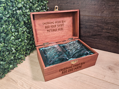 Custom Father’s Day Whiskey Set, wooden box - Gift for Dad, Father’s Day or Dad Birthday - DD008