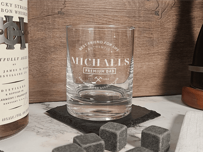 Custom Whiskey Glasses with wooden box - Perfect Gift for Father's Birthday - DD001