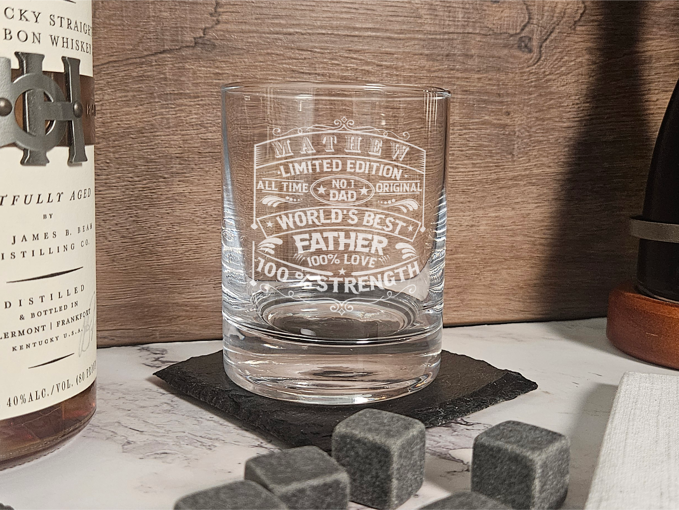 Custom Father’s Day Whiskey Set, wooden box - Gift for Dad, Father’s Day or Dad Birthday - DD008