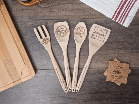 Engraved Custom Wooden Kitchen Utensils