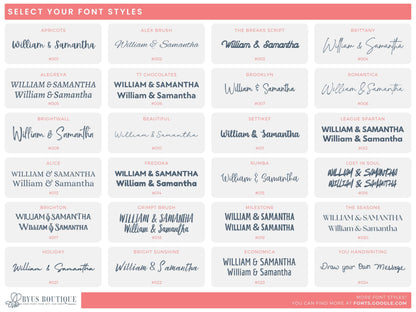 a large set of wedding font styles