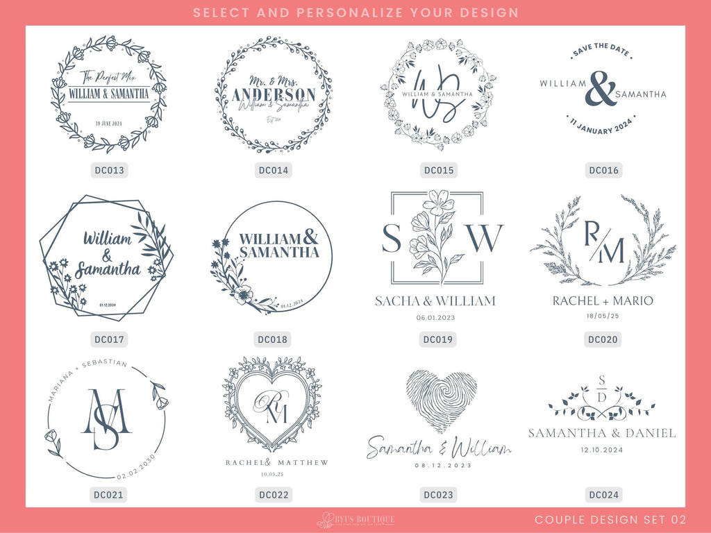 a set of wedding logos and emblems