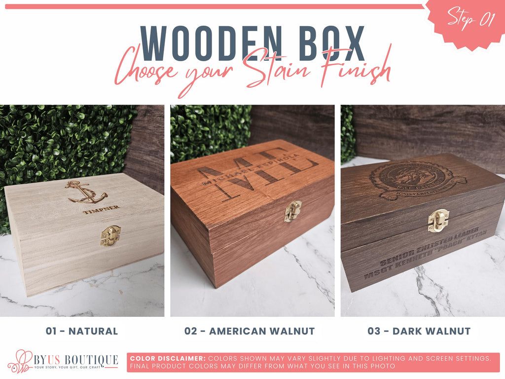 a wooden box with the words wooden box on it