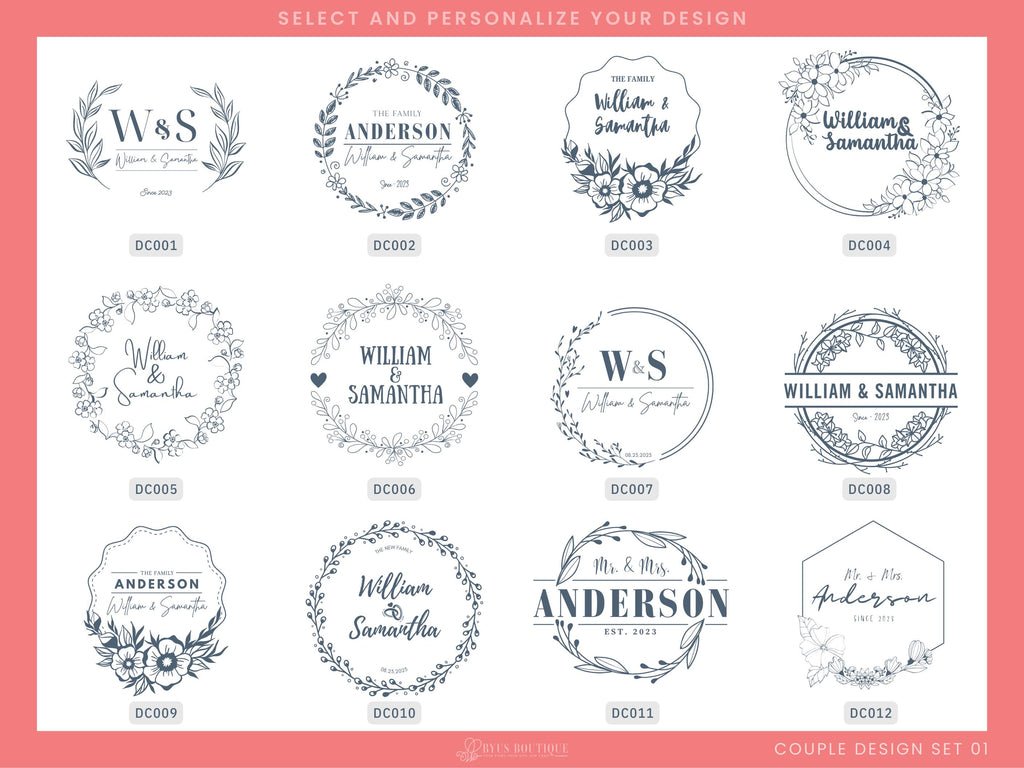 a collection of wedding and anniversary logos