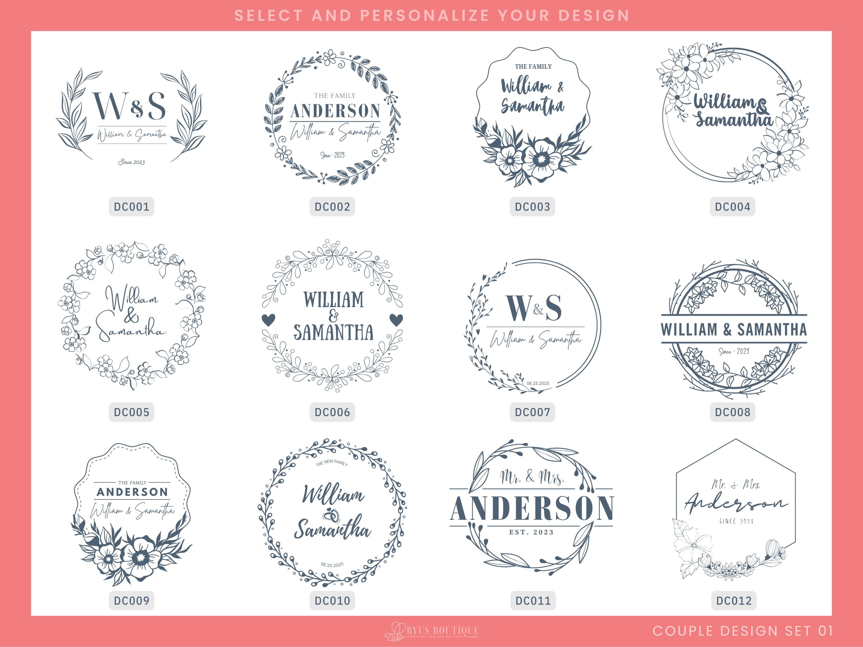 a collection of wedding and anniversary logos