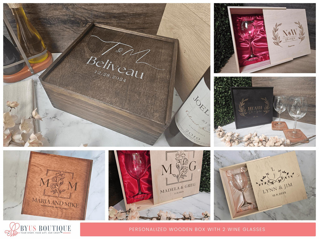 a collage of photos showing different types of wine boxes