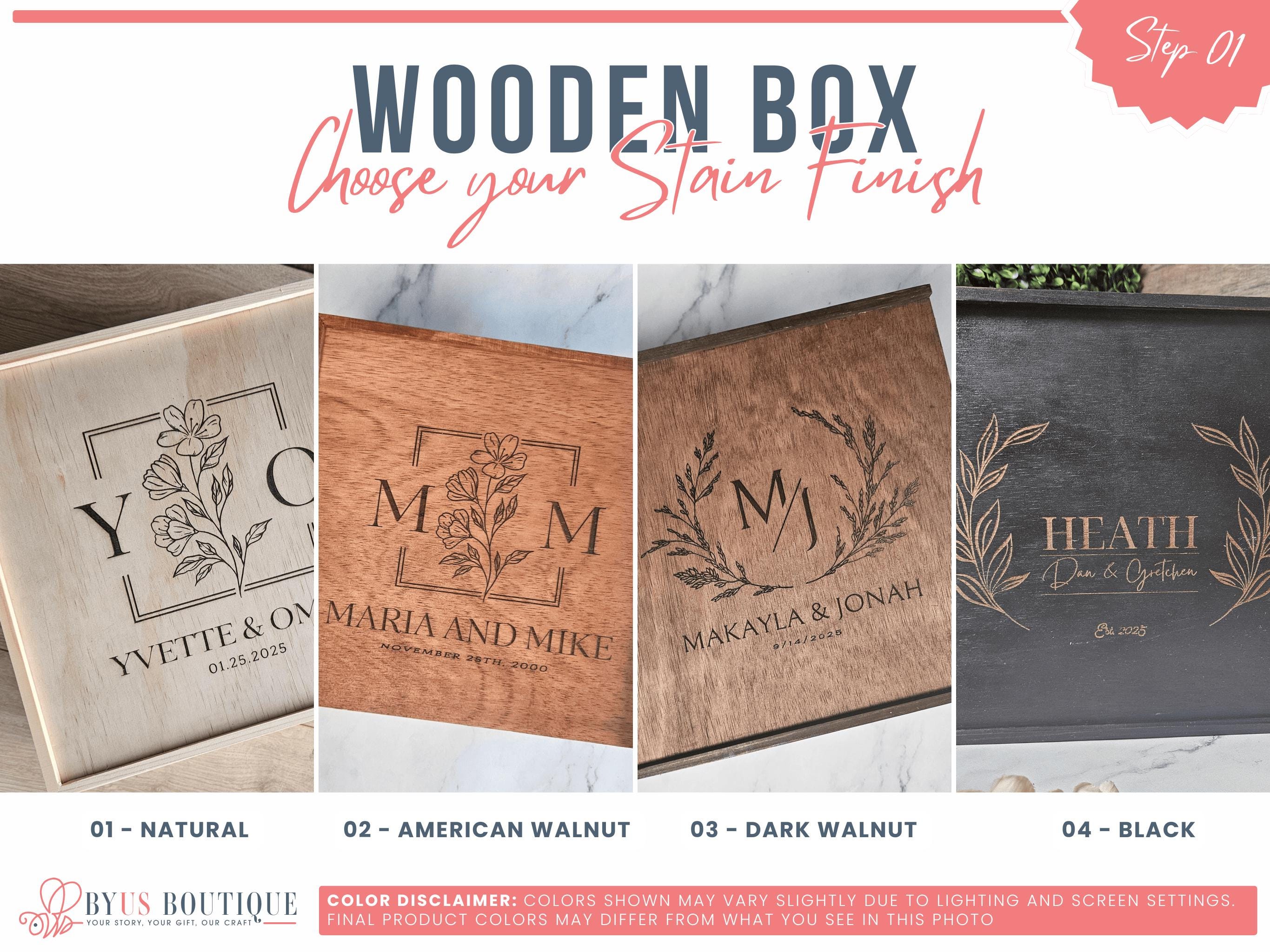 the wooden box logo is shown in four different colors