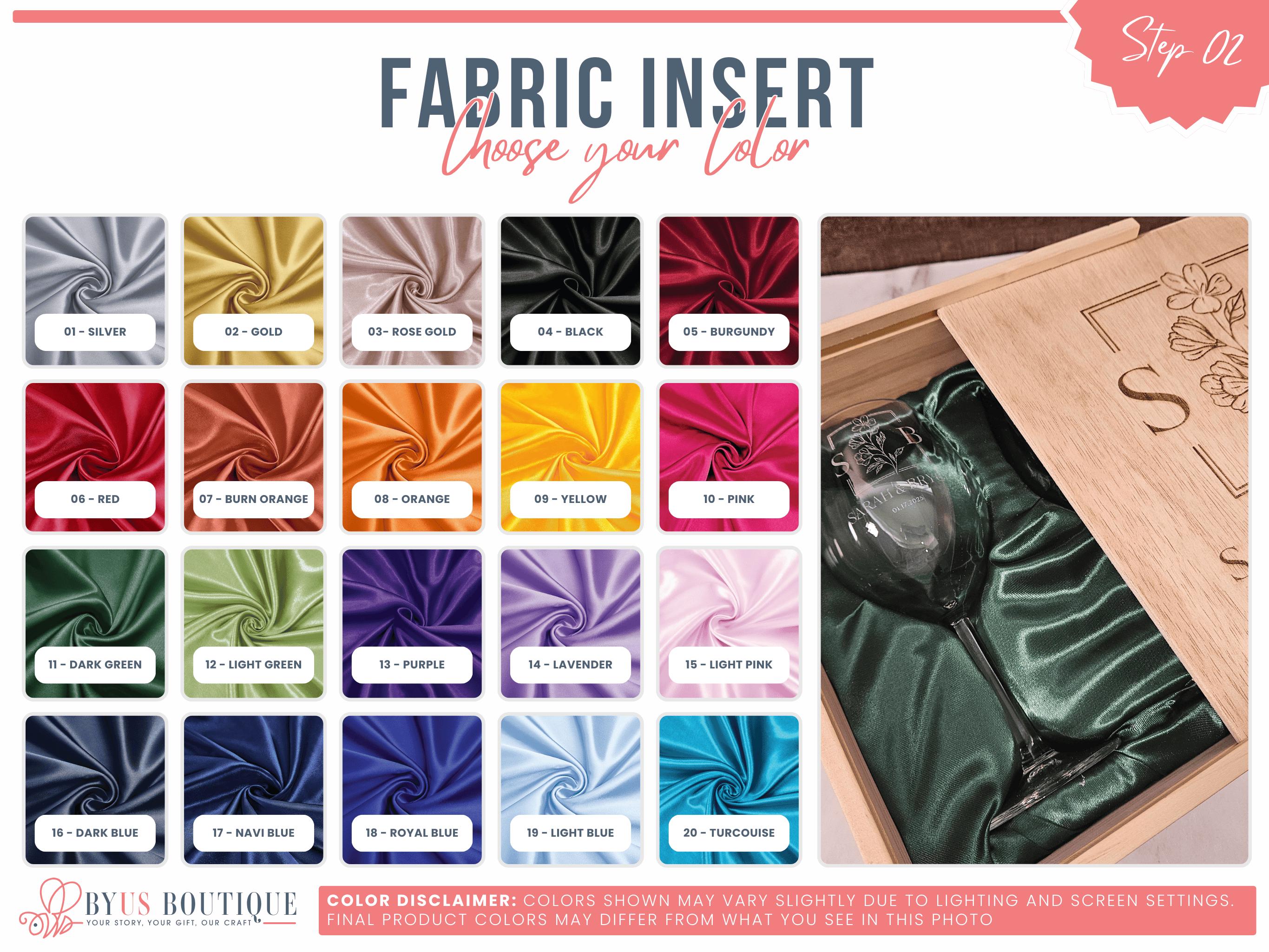 a box of fabric inserts with different colors