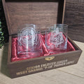 Custom Whiskey Glasses with Engraved Box - Ideal Father's Day, Husband Birthday or simple Friend Gift